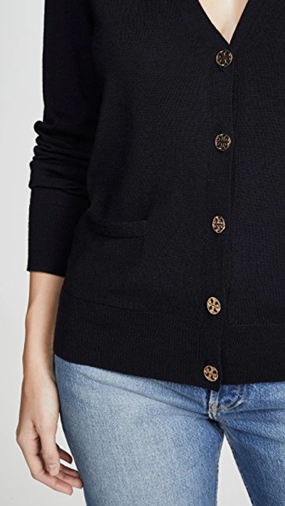 Shop Tory Burch Madeline Cardigan In Navy