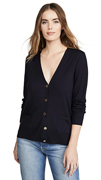 Shop Tory Burch Madeline Cardigan In Navy