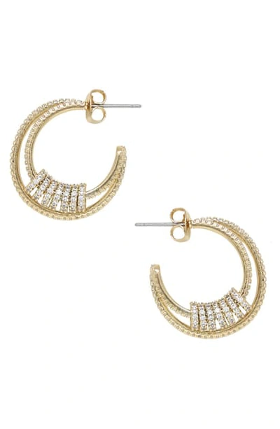 Shop Ettika Small Sparkle Hoop Earrings In Gold