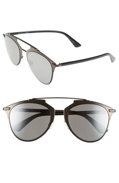 Shop Dior Reflected 52mm Brow Bar Sunglasses - Black/ Black Mirror