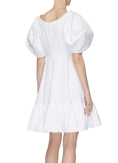 Shop Alexander Mcqueen Puffed Sleeve Ruffle Dress In White