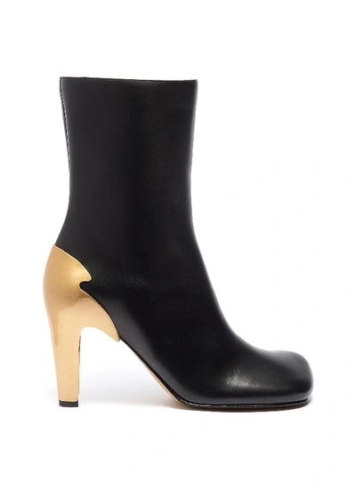 Shop Bottega Veneta Metal Heel Leather Boots In Black,metallic