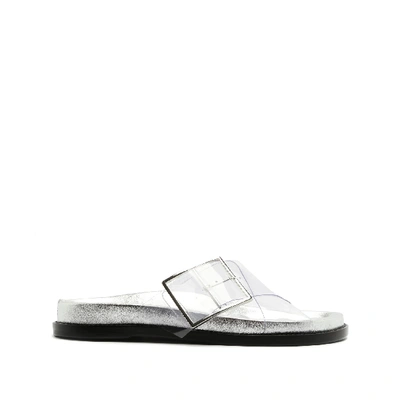Shop Schutz Trina Flat Sandal In Prata Silver