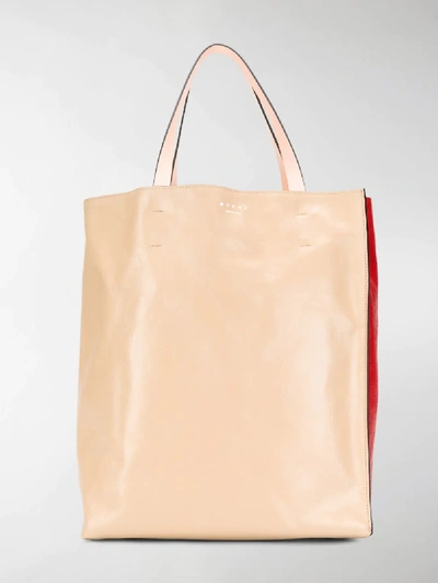 Shop Marni Large Museo Soft Tote Bag In Neutrals