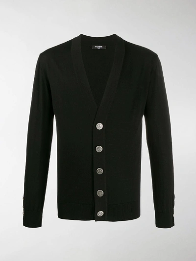 Shop Balmain Knitted Cardigan In Black
