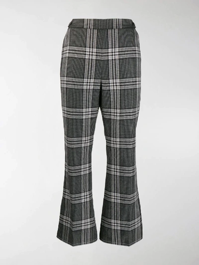 Shop Marni Plaid Print Trousers In Grey
