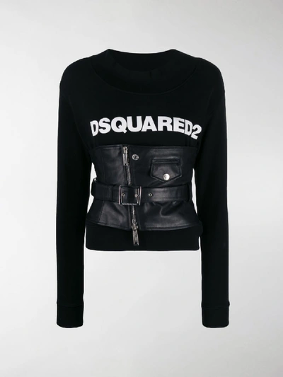 Shop Dsquared2 Corseted Logo Sweatshirt In Black