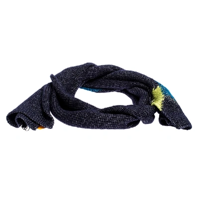 Pre-owned Fendi Blue Wool Knit Scarf