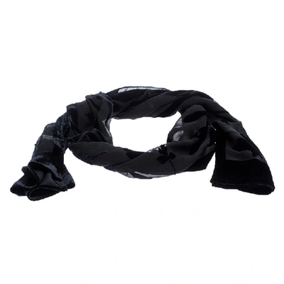 Pre-owned Ferragamo Black Velvet Burnout Scarf