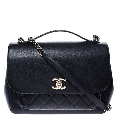 Pre-owned Chanel Black Quilted Caviar Leather Large Business Affinity Flap  Bag