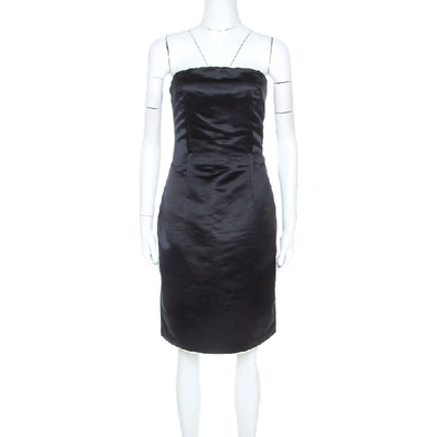Pre-owned Dolce & Gabbana Dolce And Gabbana Black Silk Strapless Short Dress S