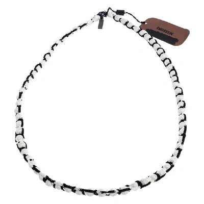 Pre-owned Missoni Monochrome Roped Ball Long Necklace In White