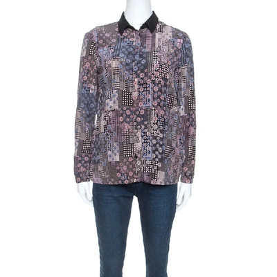 Pre-owned Versace Multicolor Abstract Printed Silk Long Sleeve Shirt S