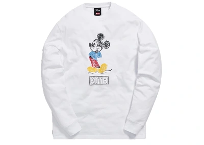Pre-owned Kith X Disney 70s Pencil Mickey L/s Tee White