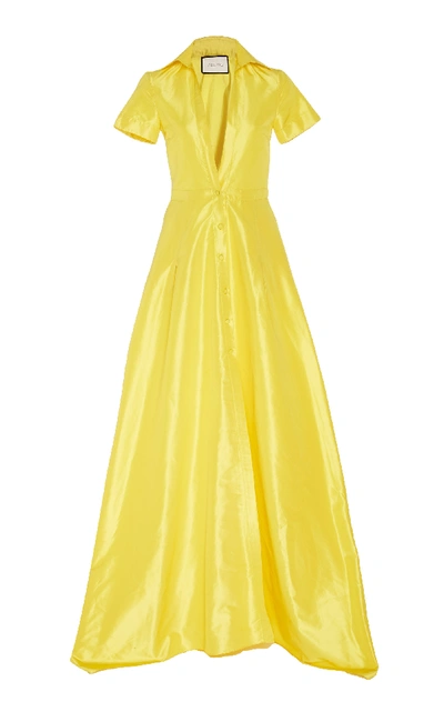 Shop Alexis Specialorder - Felicity Button-front Collared Maxi Dress In Yellow