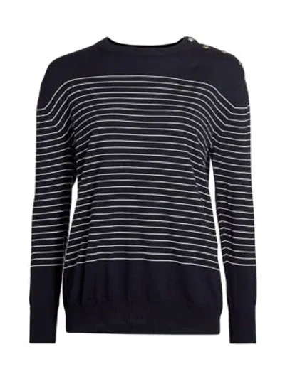 Shop Max Mara Navona Nautical Stripe Sweater In Ultramarine