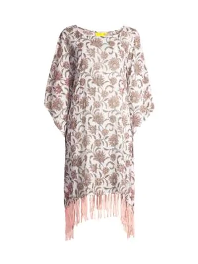 Shop Roller Rabbit Vine Floral Cona Cotton Poncho Cover-up In Ivory