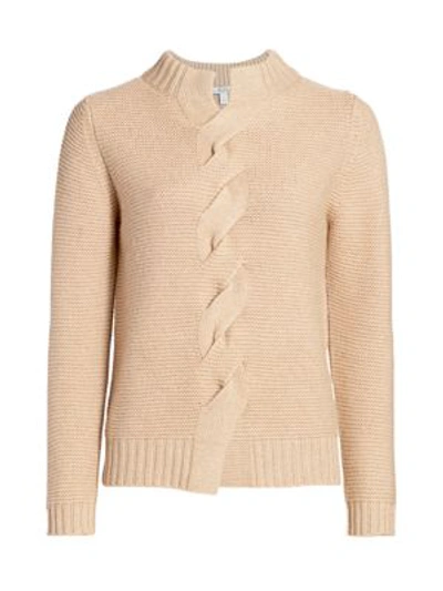 Shop Max Mara Albania Braided Wool & Cashmere Knit Sweater In Camel