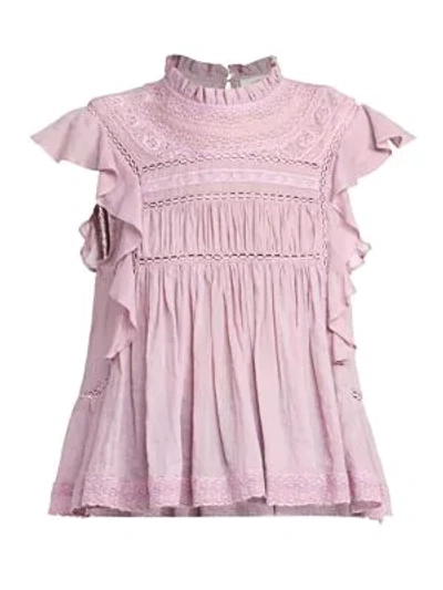 Shop Isabel Marant Étoile Vivia Romantic Flutter-sleeve Shirt In Pink