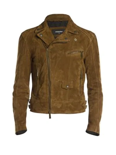 Shop Dsquared2 Classic Suede Moto Jacket In Camel