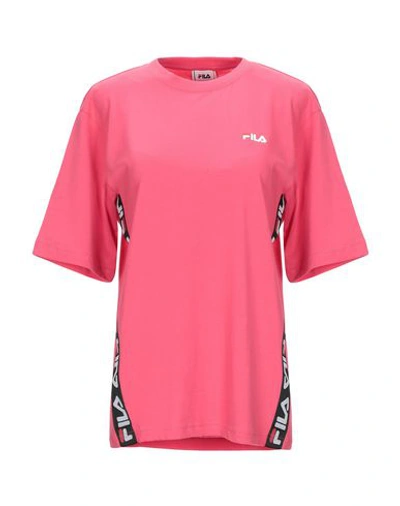Shop Fila Woman T-shirt Fuchsia Size Xs Cotton In Pink