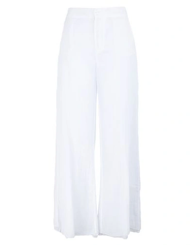 Shop European Culture Woman Pants White Size Xs Cotton, Lycra