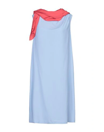 Shop L'autre Chose L' Autre Chose Woman Mini Dress Sky Blue Size 10 Acetate, Silk