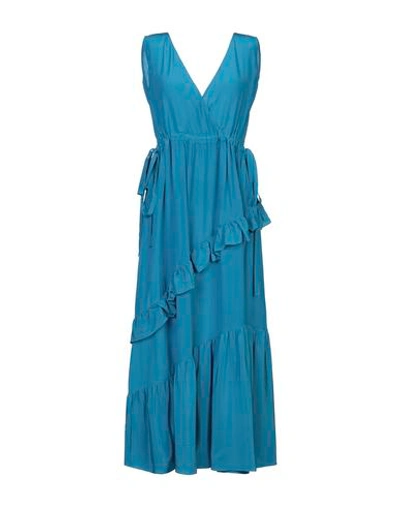 Shop Tela Woman Midi Dress Azure Size Xs Silk In Blue