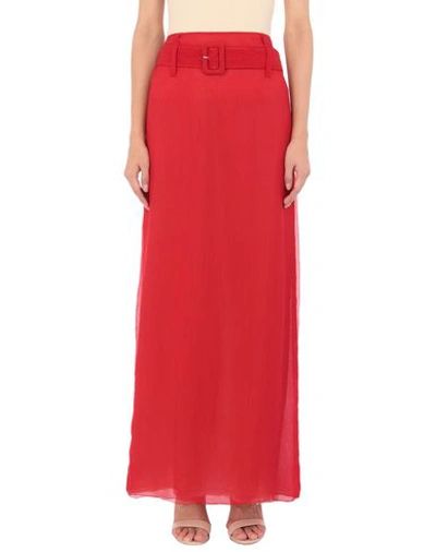 Shop Prada Woman Maxi Skirt Red Size 4 Silk