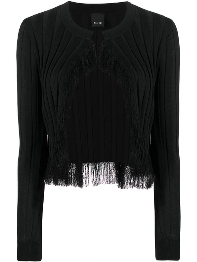 Shop Pinko 'berice' Cardigan Mit Fransen In Black