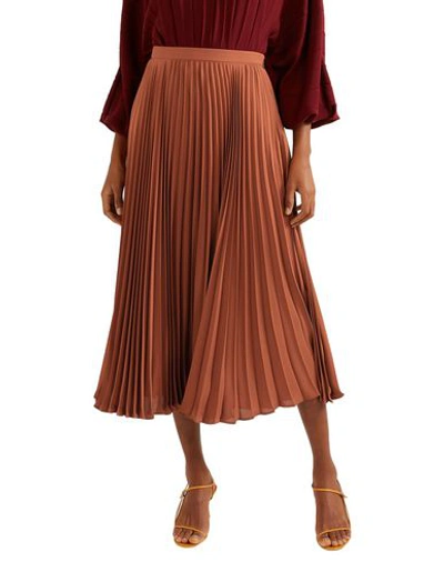Shop Valentino Garavani Woman Long Skirt Brown Size 2 Silk