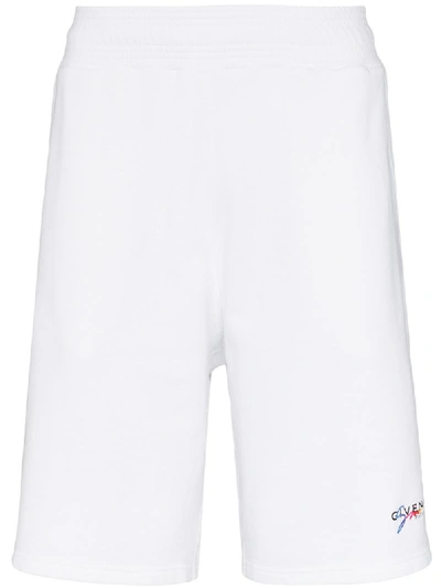 Shop Givenchy Logo Embroidered Track Shorts In White