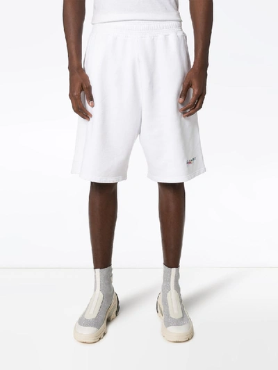 Shop Givenchy Logo Embroidered Track Shorts In White