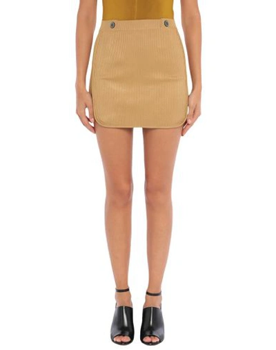 Gcds Ribbed Mini Skirt In Beige