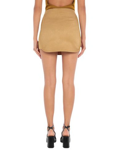 Gcds Ribbed Mini Skirt In Beige