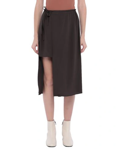 Shop Mauro Grifoni Grifoni Woman Midi Skirt Dark Brown Size 6 Acetate, Silk