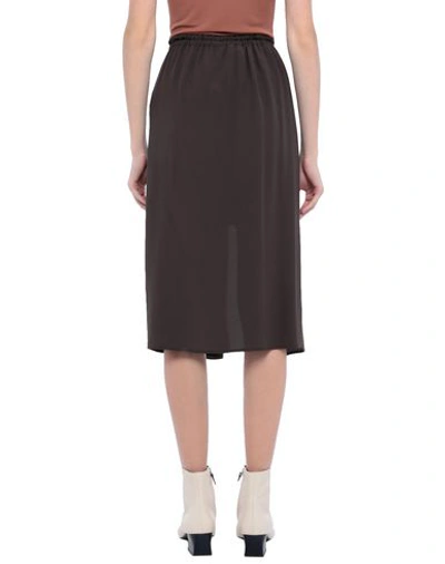 Shop Mauro Grifoni Grifoni Woman Midi Skirt Dark Brown Size 6 Acetate, Silk
