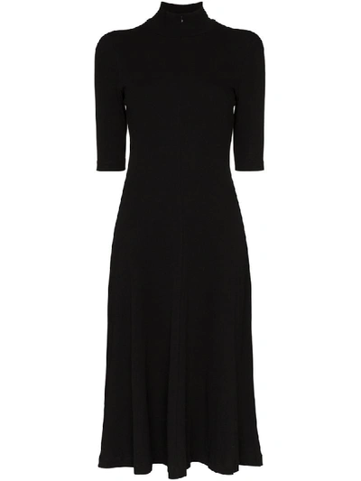 Shop Rosetta Getty Turtleneck Midi Dress In Black