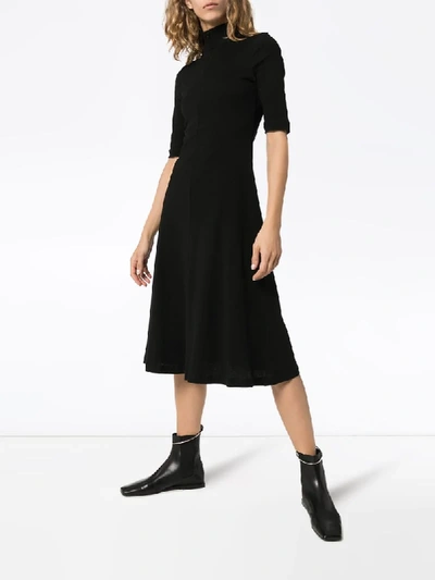 Shop Rosetta Getty Turtleneck Midi Dress In Black