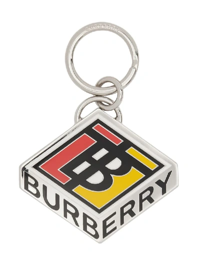 Shop Burberry Logo Graphic Keyring In Metallic
