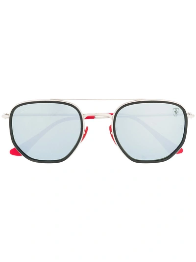 Shop Ray Ban X Scuderia Ferrari Square Sunglasses In Metallic