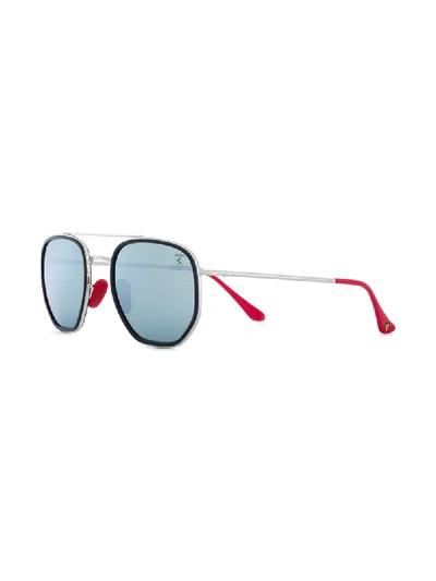 Shop Ray Ban X Scuderia Ferrari Square Sunglasses In Metallic