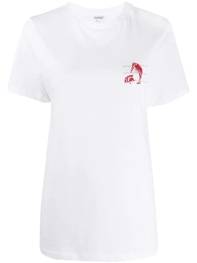 Shop Loewe Animal Motifs T-shirt In White