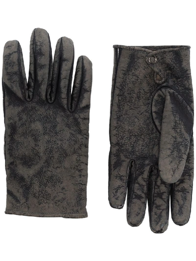 Shop Kagawa Gloves Stone-washed Press Stud Gloves In Grey