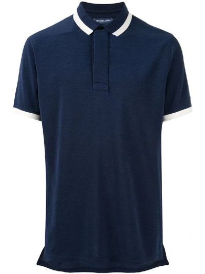 Shop Frescobol Carioca Ribbed Bi-coloured Polo Shirt In Blue
