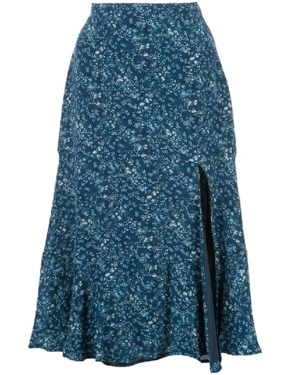 Shop Altuzarra Clementine Ruffled Floral-print Skirt In Blue