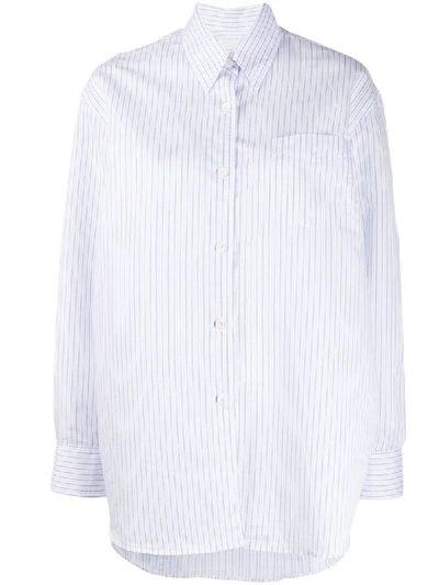 Shop Our Legacy Striped Pointed Collar Shirt In White