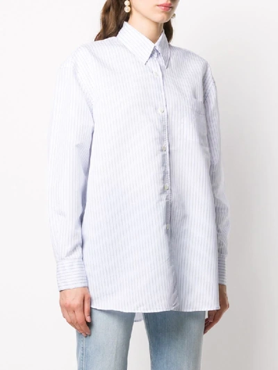 Shop Our Legacy Striped Pointed Collar Shirt In White