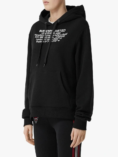 Shop Burberry Location Print Oversized Hoodie In Black
