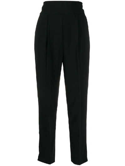 Shop Pinko High Waisted Cropped Trousers In Black